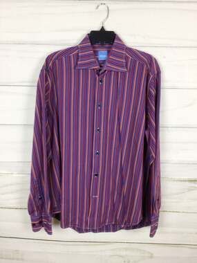 Vluxe Men's Multicolor Striped Long Sleeve Button-Down Dress Shirt